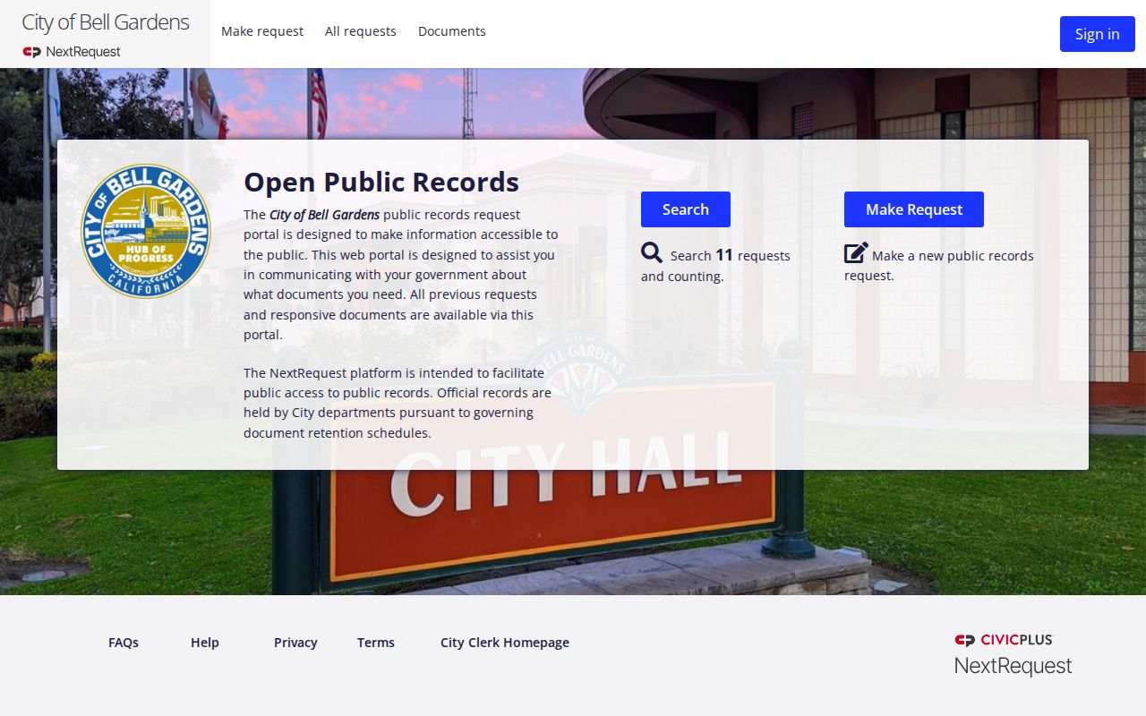 Bell Gardens people search through city public records portal