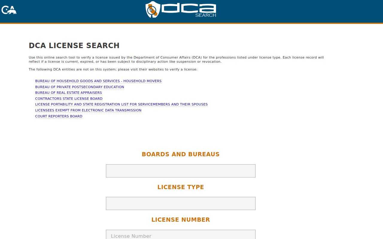 Bell Gardens people search through California DCA license records
