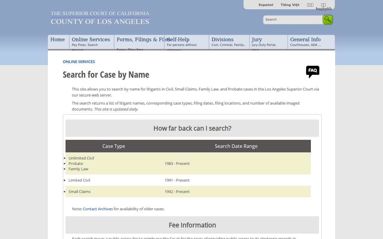 Bell Gardens people search using LA Superior Court CivilIndex