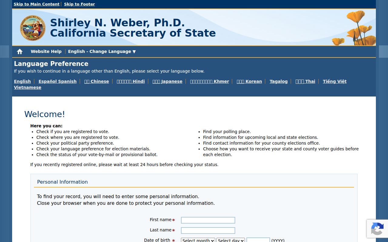 Bell Gardens voter records statewide My Voter Status lookup